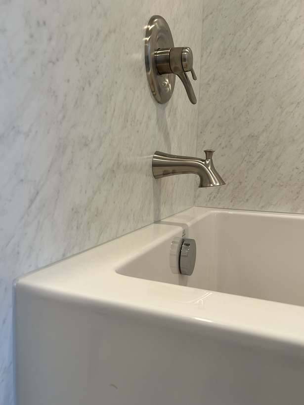 Detail of the finished tub filler and hardware